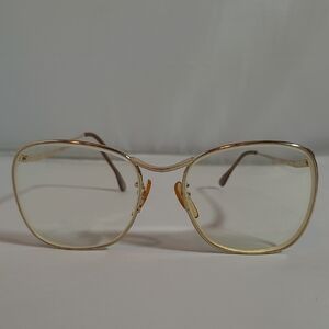 Vintage Gold Metal Aviator Glasses with Light Yellow Lenses